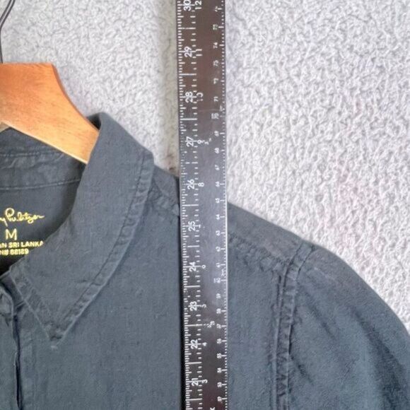 LILLY PULITZER WOMENS BLACK LINEN BLOUSE SIZE M - Picture 8 of 10